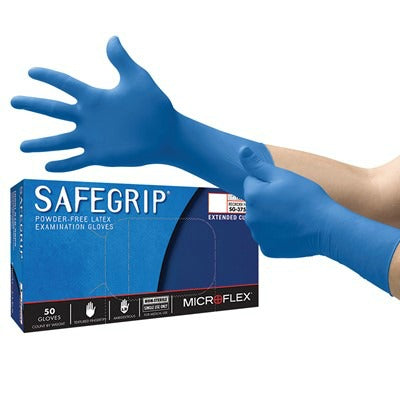 Microflex SafeGrip Blue 14.2 mil Latex Gloves Small